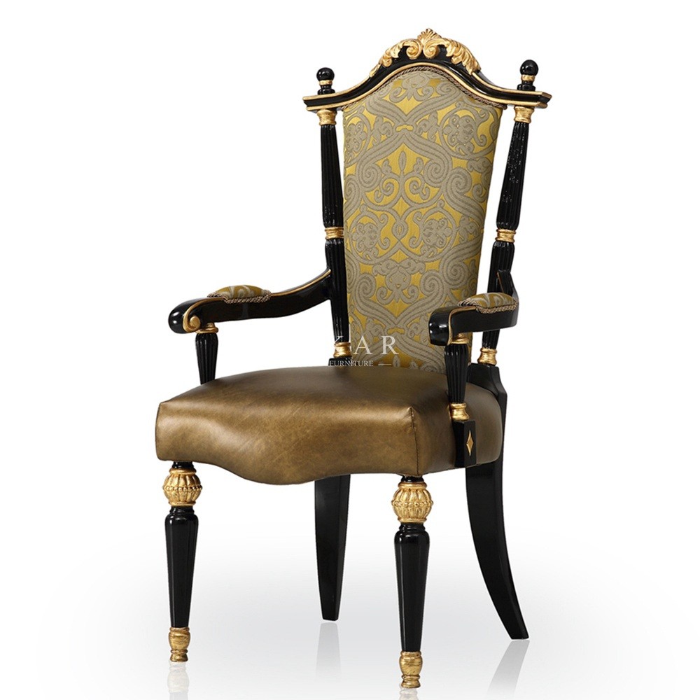 Gold Foil High Gloss Antique Wood Luxury Carving Home Furniture