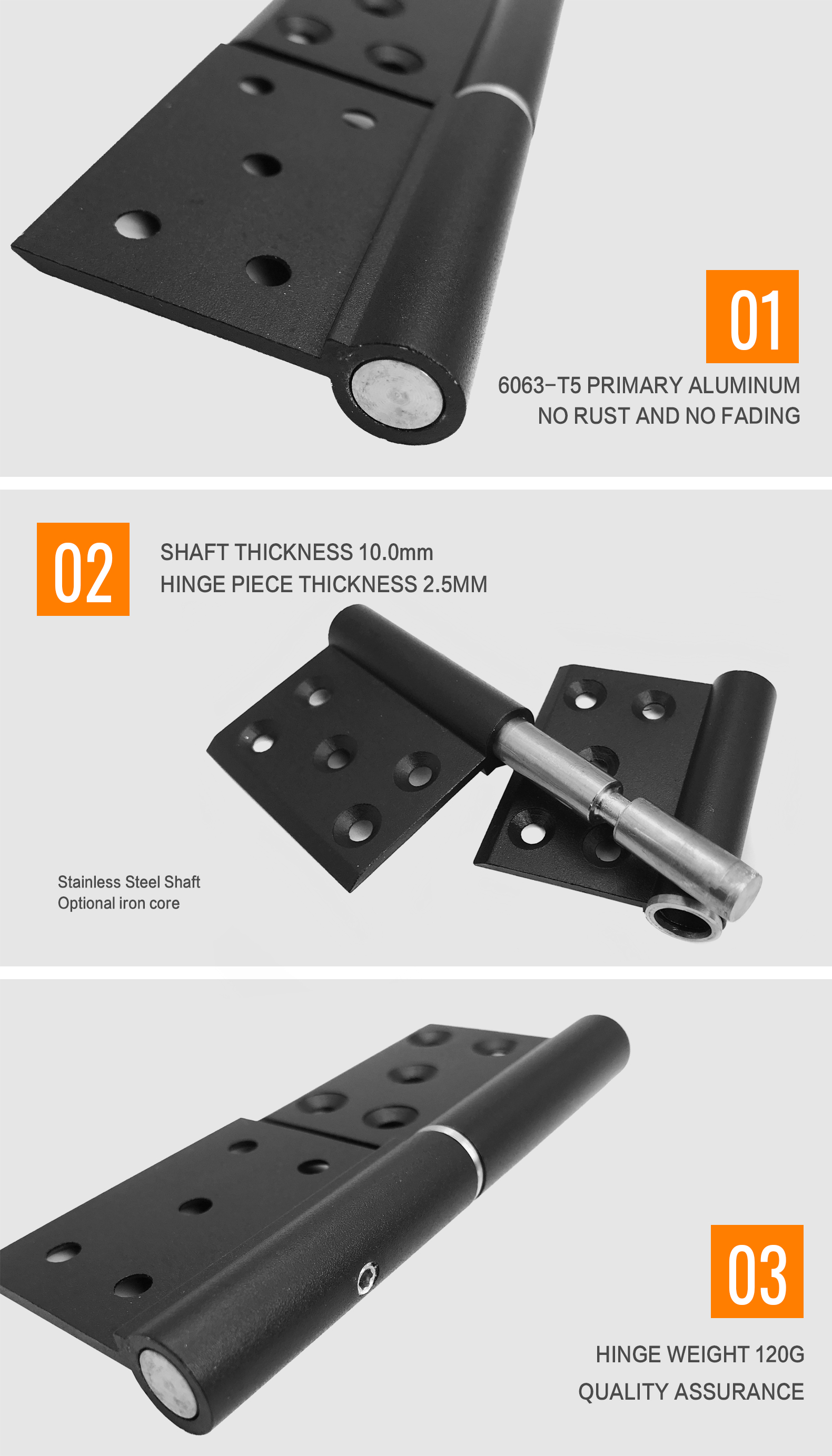 Detachable Slim Aluminum Glass Door Hinge For Lift Off Flag Type Metal Doors