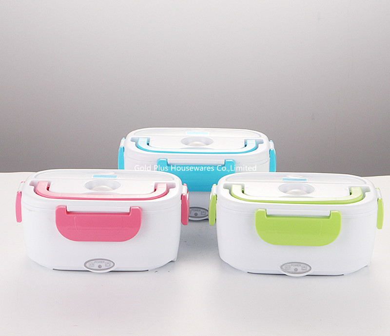 Pink Green Blue PP Plastic Electric Heating Lunch Box With Steel Liner Food Container