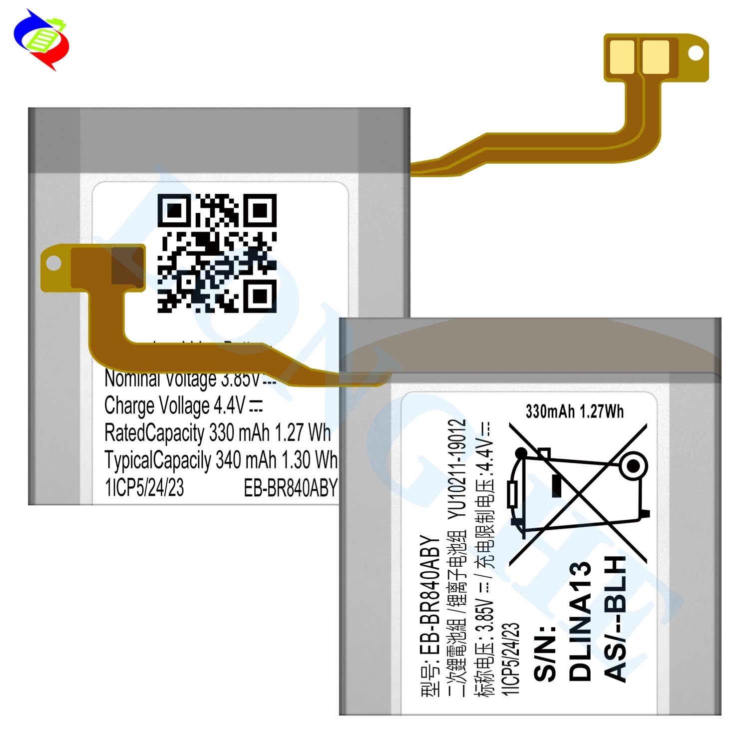 Original Replacement Battery EB-BR840ABY For Samsung Watch3 SM-R840 Watch3 Version Authentic Rechargeable Watch Battery 340mAh