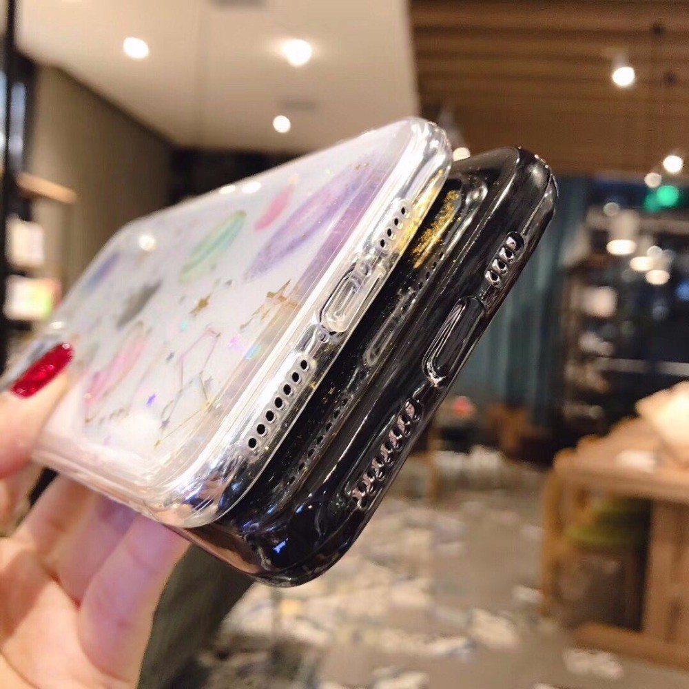Shine Glitter Shockproof Phone Cases Gold Foil Moon Space For Iphone 11 Pro Max