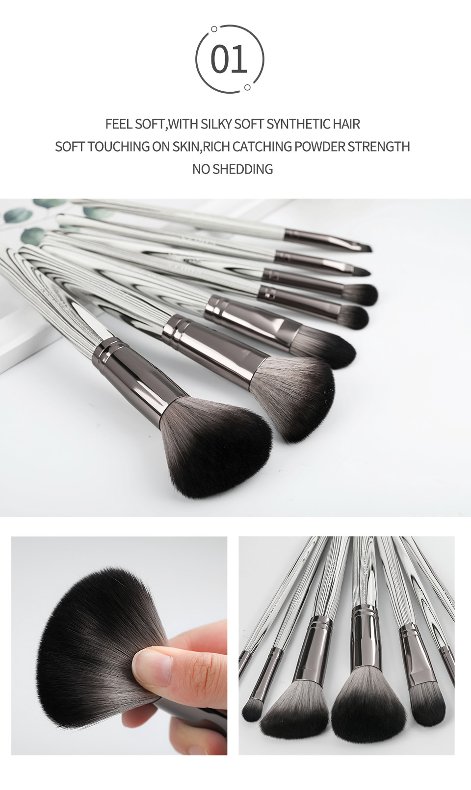 7PCS Paper Box ISO9001 Makeup Brush Gift Set for Face