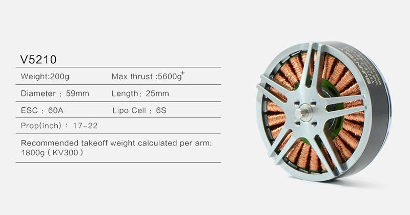 Aerial Heavy Lift Drone Motors 300KV High Efficiency Brushless Motor