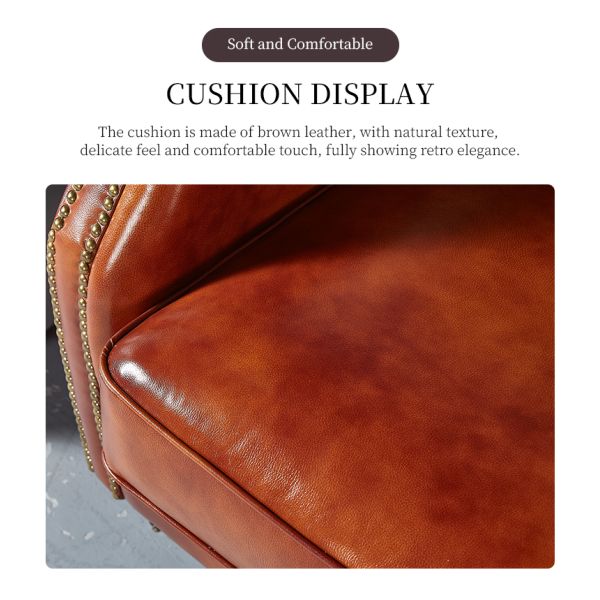 Nidea #8827 Vintage Genuine Leather Antique Light Luxury Single-Person Comfortable High-Back Leisure Executive Chair