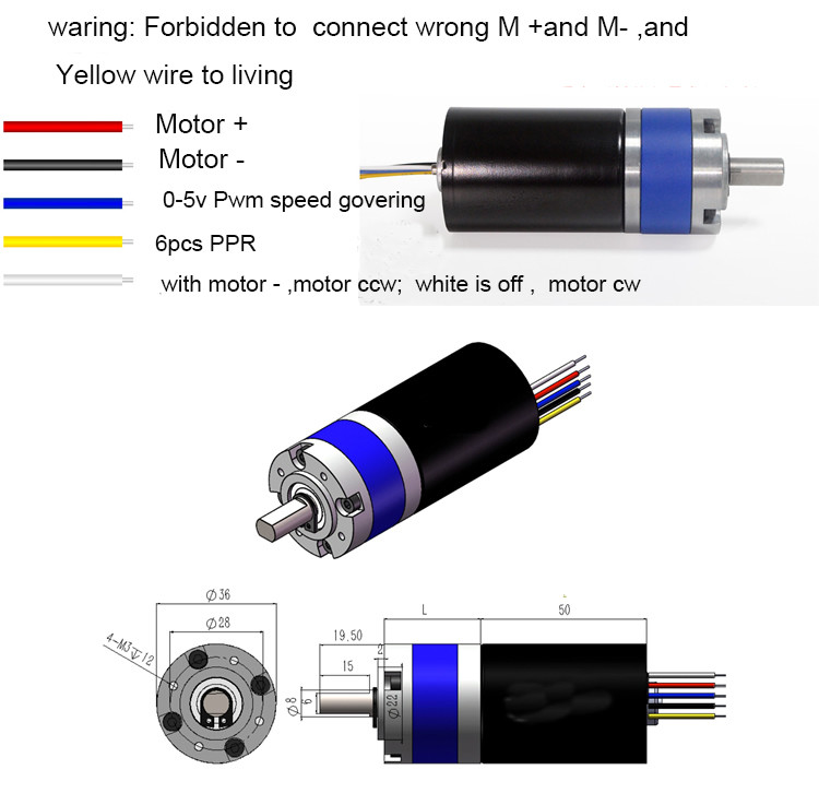 12v 1600rpm Brushless Planetary Gear Motor