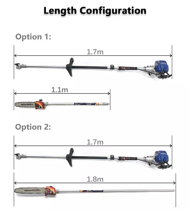 Gasoline Long Pole Chainsaw 25.4cc Long Reach Hedge Trimmer
