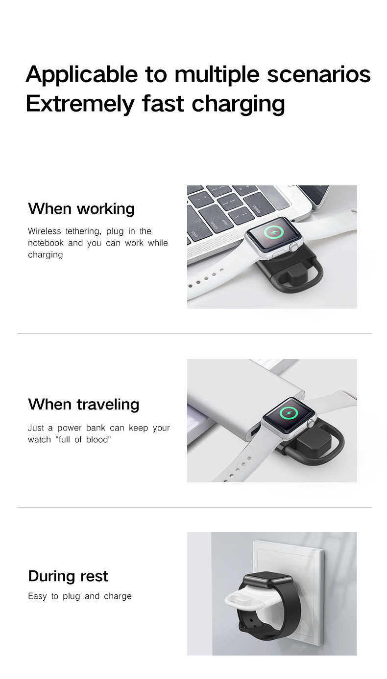 Lightweight White Apple Watch Wireless Magnetic Charger 5V Input Voltage