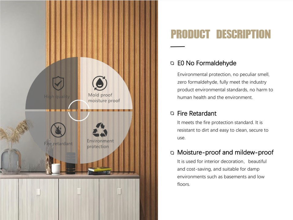 Waterproof wpc wall panel pvc film wood plastic wpc ceiling slat cladding fluted indoor wall panel