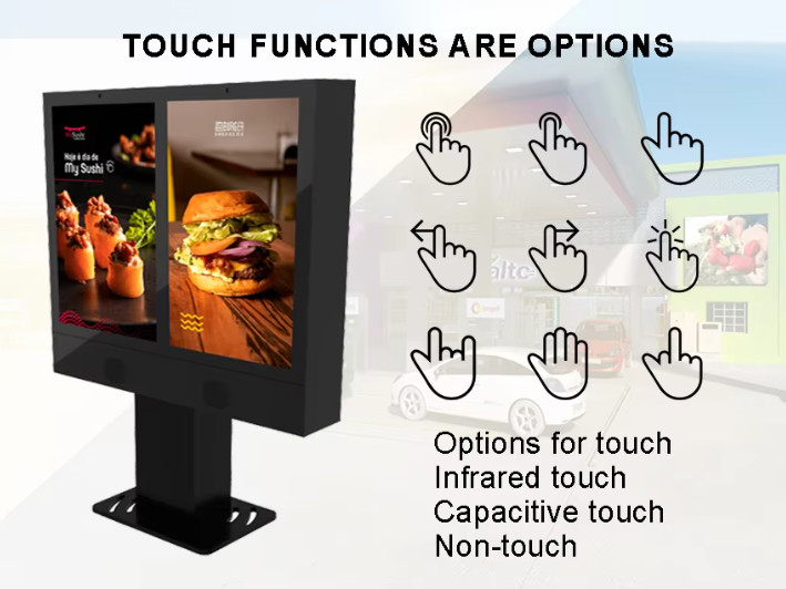 Floor Stand Digital Signage Drive-Thru WiFi LCD Fast Food Marketing Display Self-Service Menu 55 Inch Outdoor Drive Thru Digital Signage