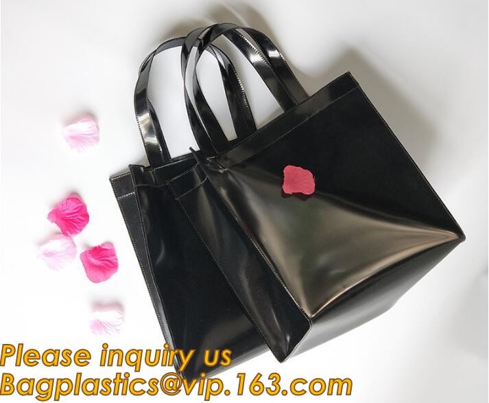 Factory Custom made Environmental PVC clear packaging toy storage handle bag,plastic tote packaging bag with handles fro