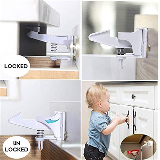 Durable Plastic Home Baby Safety Drawer Locks With Screws Or 3M Adhesive