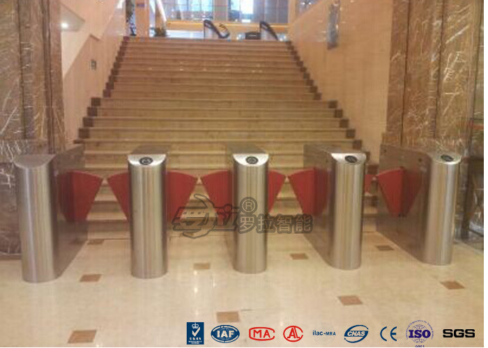 Entrance Flap Pedestrian Turnstile Gate SUS 304 With Fingerprint Recognition System