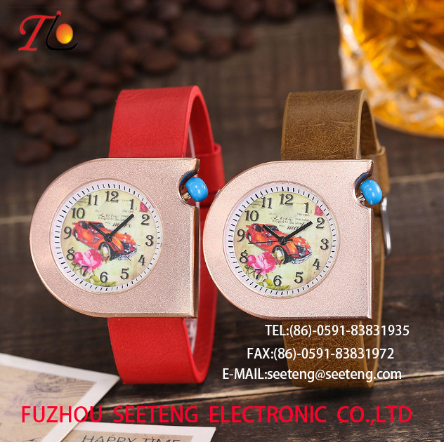 wholesale Pu watch alloy case quartz watch Personality watches fashion watch pu strap cool style
