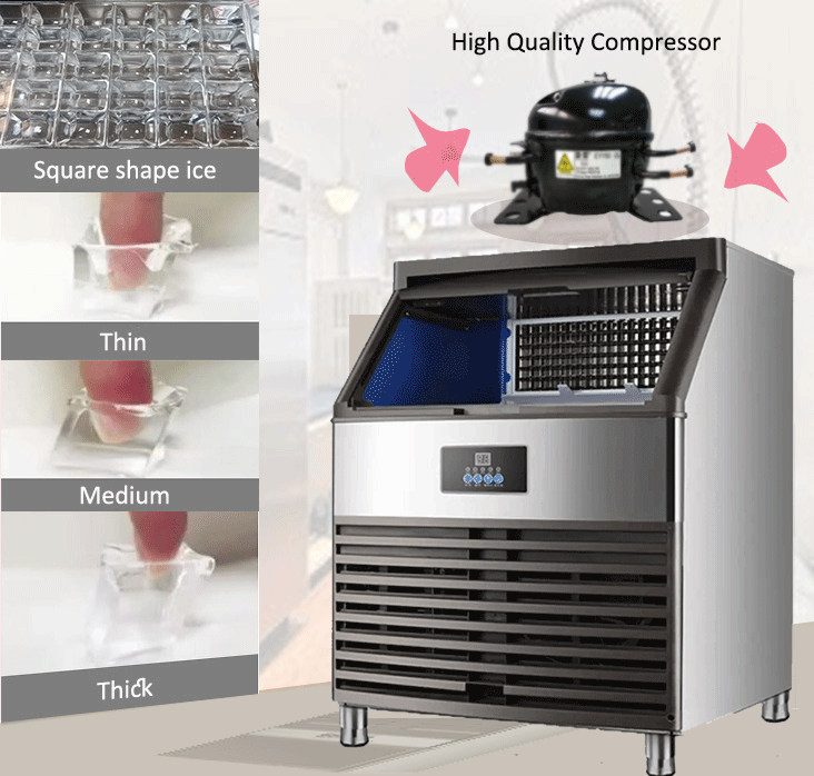 110V/50Hz 110V/60Hz GK180kg Large Commercial Ice Maker with Electric Power Source and Stainless Steel Material