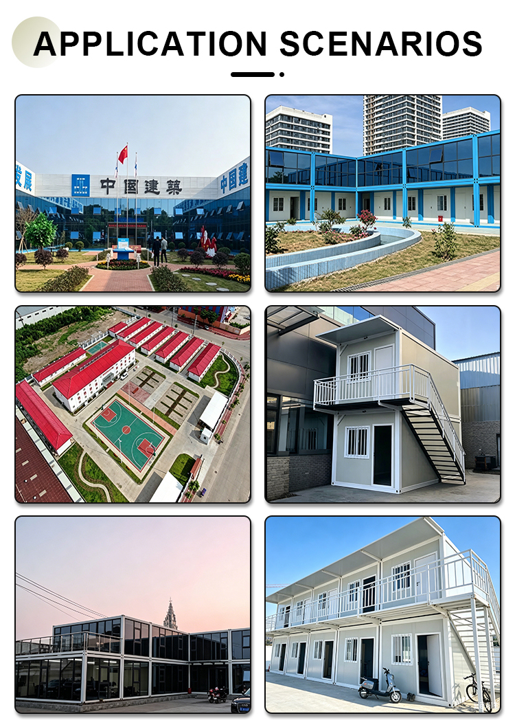 20&40ft Flat Pack Container House Custom Size Sandwich Panel Material Color Layout Modular Portable Office Building Camp Resort