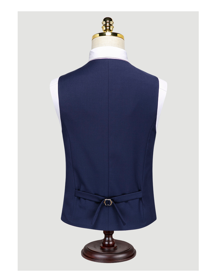 Dark Blue Single-Breasted Suit Vest for Professional Formal Occasions and Weddings
