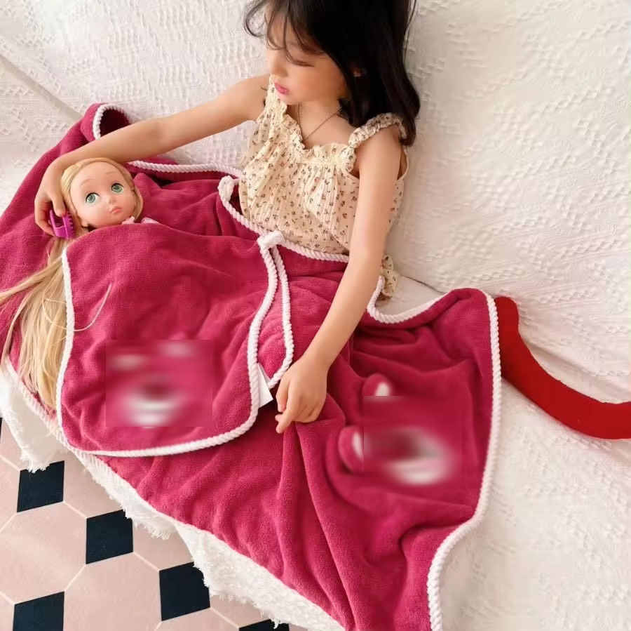 Super Strong Water Absorption Home Baby Bath Towel Set Coral Velvet Set with Cartoon Pattern
