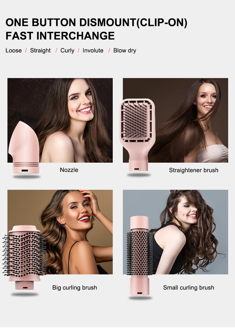 Interchangeable Electric Hair Brush Dryer 4 in 1 Multifunctional