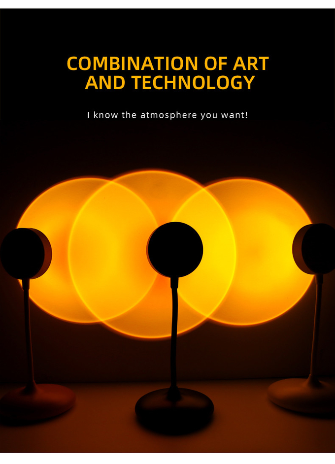 Sunset Projection LED Atmosphere Lamp Indoor 31cm Height With USB Cable