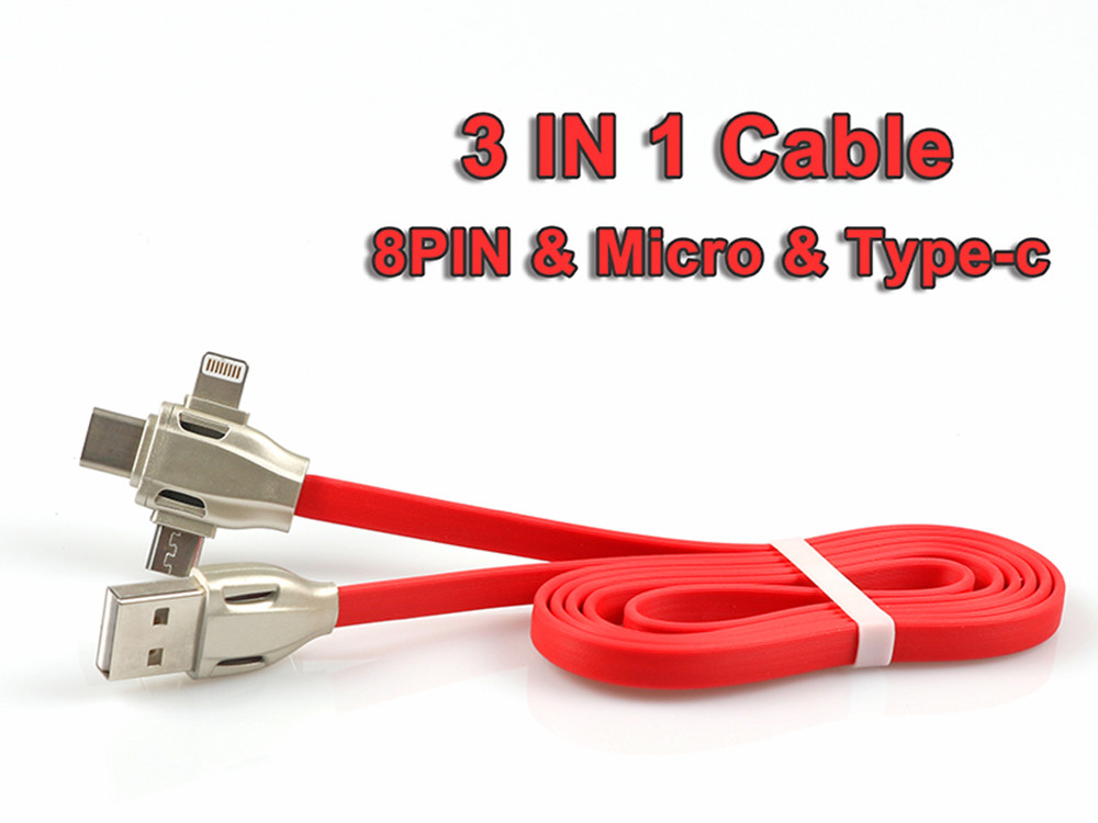 1m Length USB Extension Cable TPE 3 In 1 Variey Color For Mobile Phone Sync Data