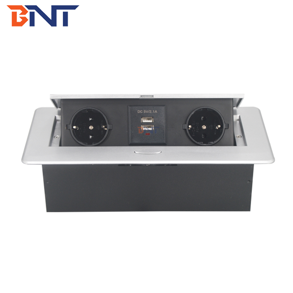 BNT Factory supply zinc alloy hidden table pop up power socket
