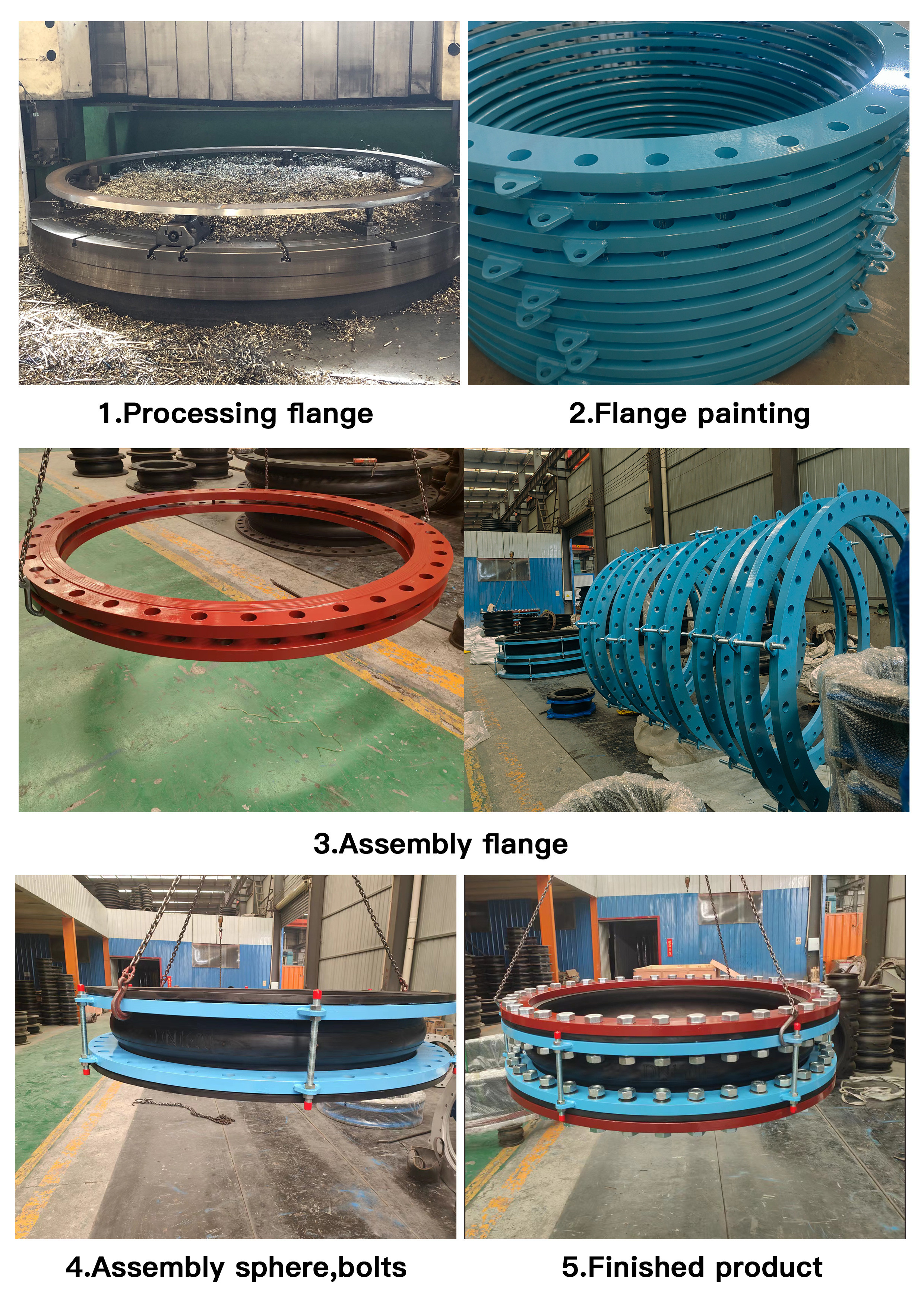 Custom DN1600 Pn10 Flanged Fully Sealed Rubber Expansion Joints With Counter Flange
