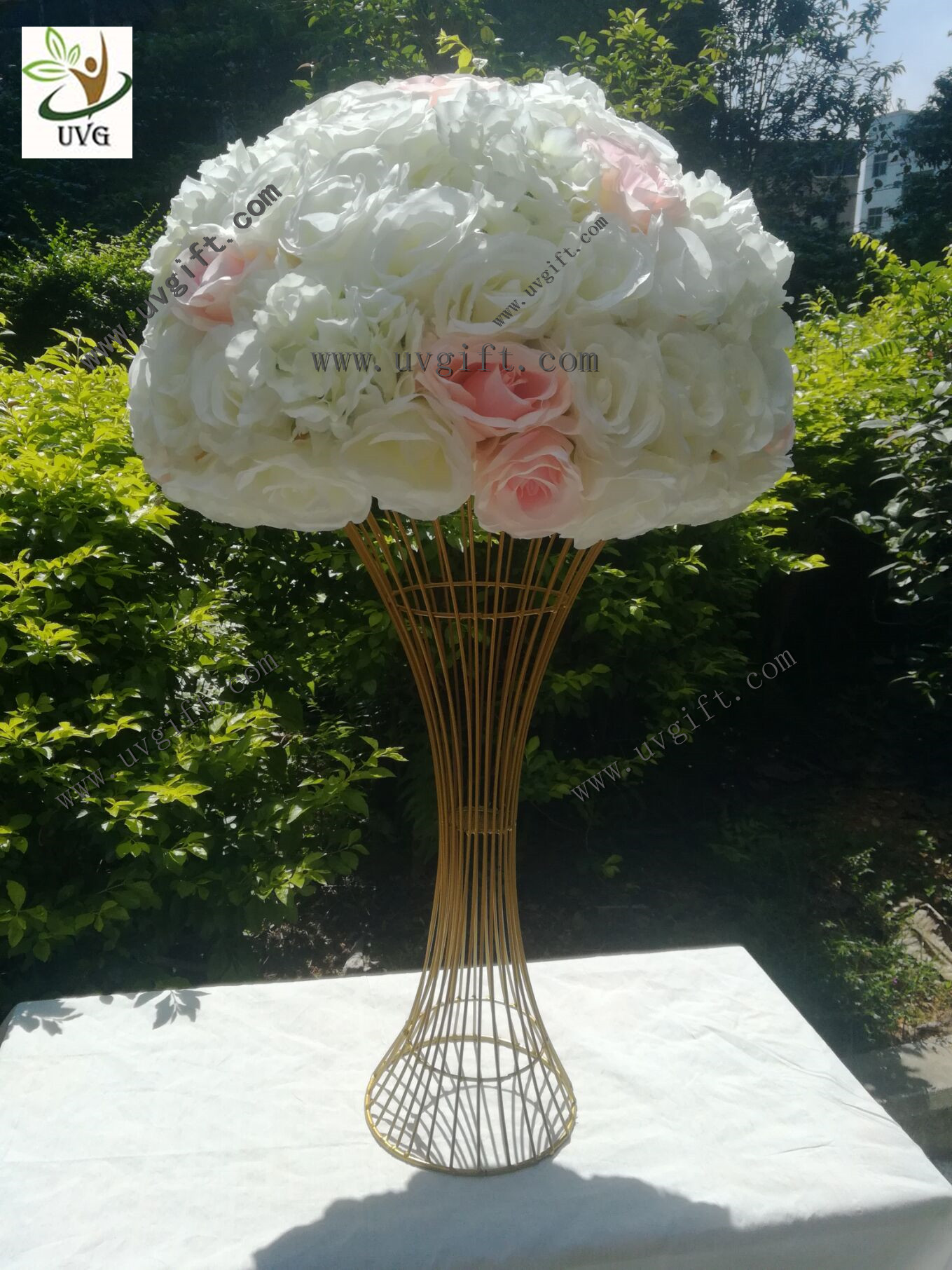 UVG various sizes half roses and hydrangea flower balls for wedding table centerpieces decoration FRS02
