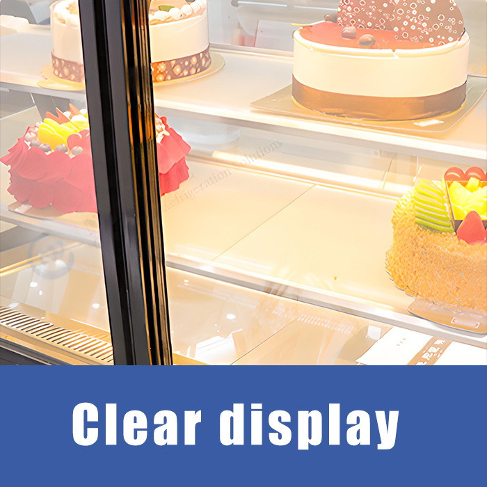 53.5 Inch Height Glass Pastry Display Chiller , Double Pane Flat Cake Display Fridge