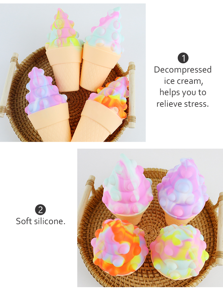 3D Colorful Silicone Ice Cream Teether For Baby Stress Relief Psychology