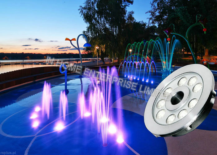 Automatic Control 9 Watt Led Underwater Lights / Ip68 Led Fountain Light