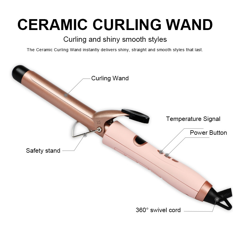 PTC 49W Ceramic Hair Curler , LCD Electric Hair Curling Iron