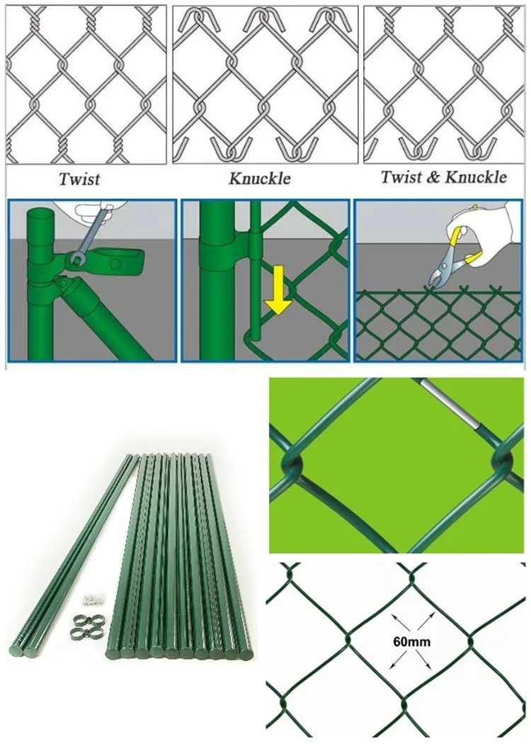 Galvanized Wire Mesh Vinyl Wrapped Chain Link Fence Diamond Hole Cyclone