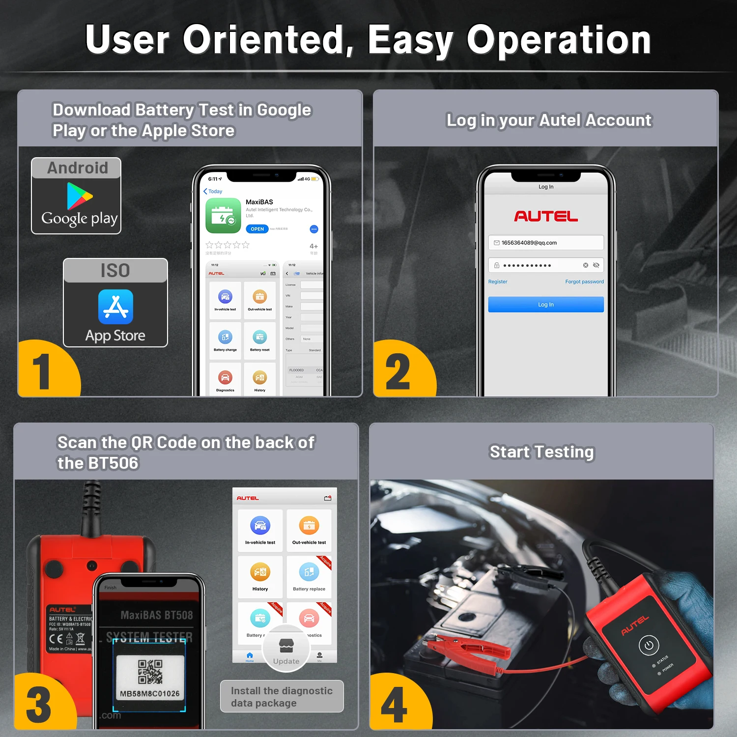 Autel MaxiBAS BT506 Auto Battery and Electrical System Analysis Tester 6V 12V 100 - 2000 CCA Car Battery Testing Tool