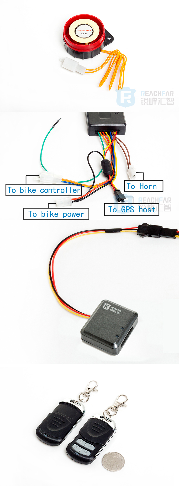 reachfar rf-v12+ E-bike GPS tracker Supports the remote control,Real-Time GSM/GPRS Tracking Vehicle