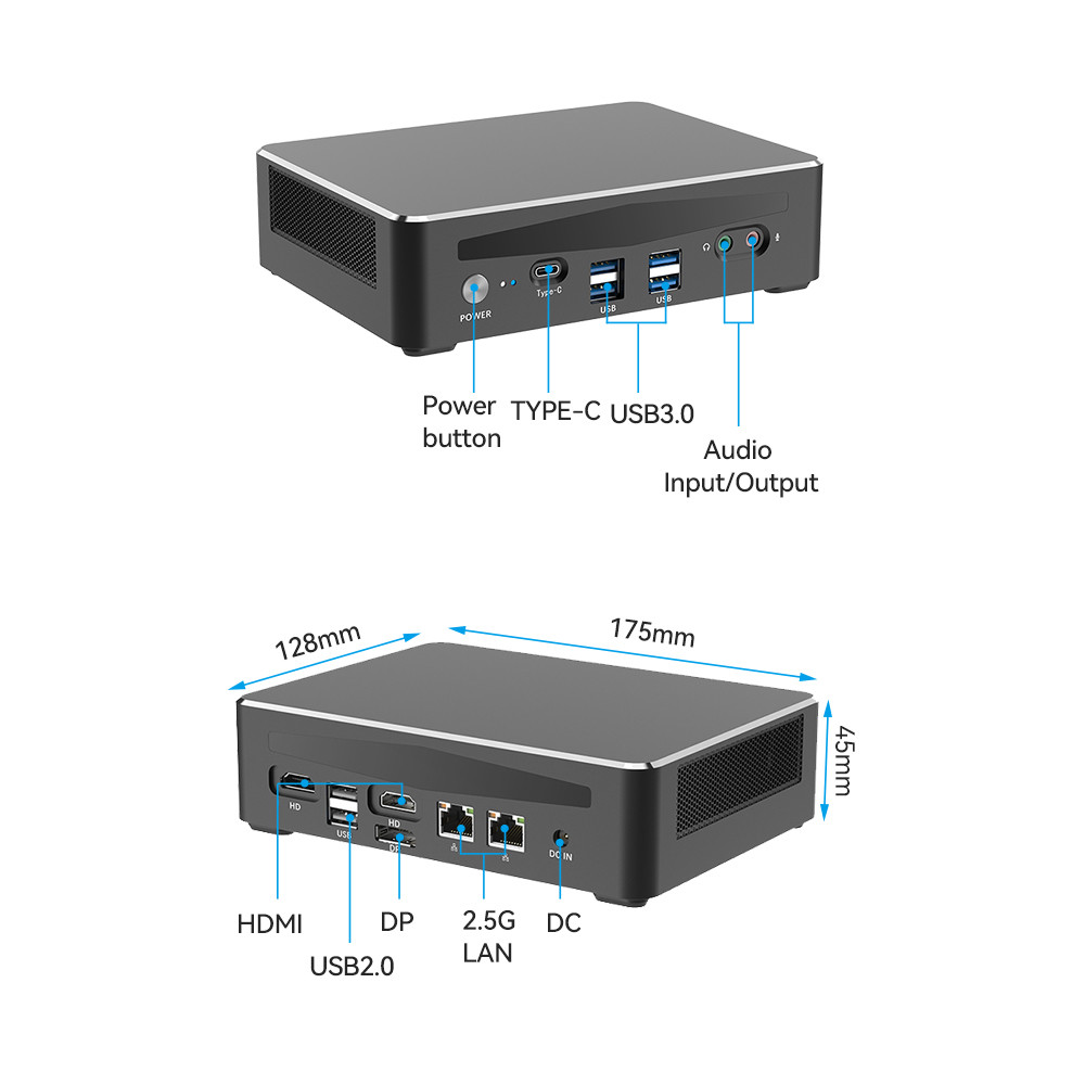 Core i5 1240P Intel Mini PC With DDR4 64G Dual Ethernet Dual HDMI For Home Office