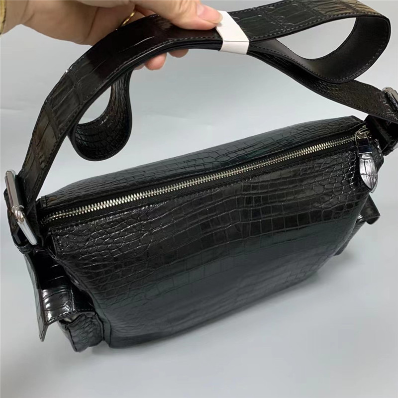 Exotic Genuine Alligator Skin Men Flap Pockets Bag Authentic Crocodile Leather Soft Satchels Purse Male Shoulder Bag