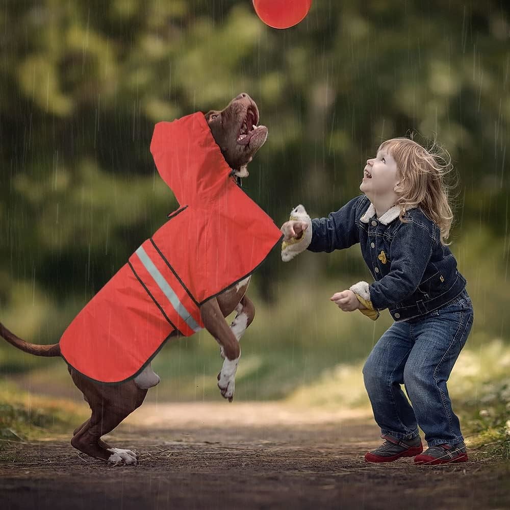 Reflective Dog Raincoat - Adjustable Waterproof Raincoat for Dogs, Lightweight Dog Hooded Slicker Rain Coat Poncho