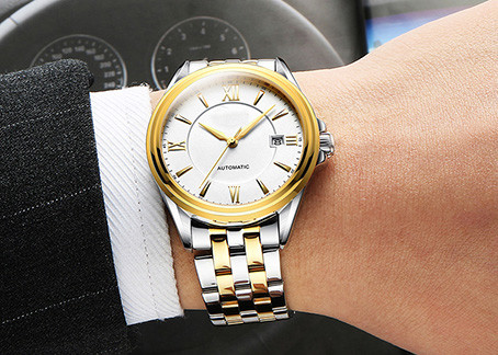 Stainless Steel Gold Automatic Watch Classic White Dial 40MM Original Automatic Movt