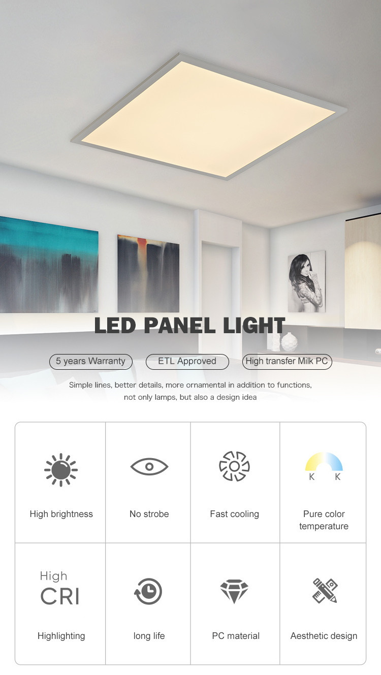 Aluminium Housing 80ra 90w Flat Panel LED Ceiling Lights office