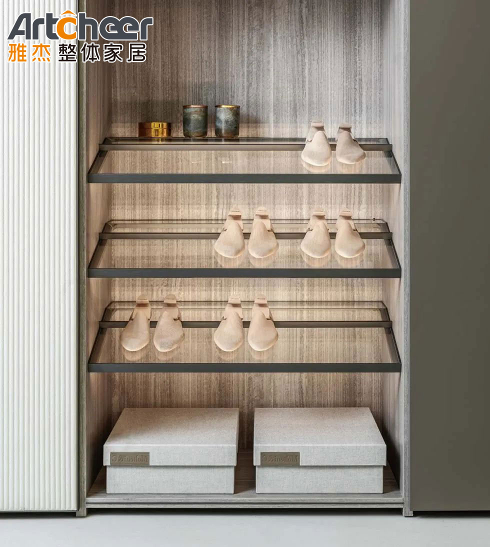 Bedroom Furniture Modern Design Style Aluminum Frame Glass Shelf Cover for Wardrobe
