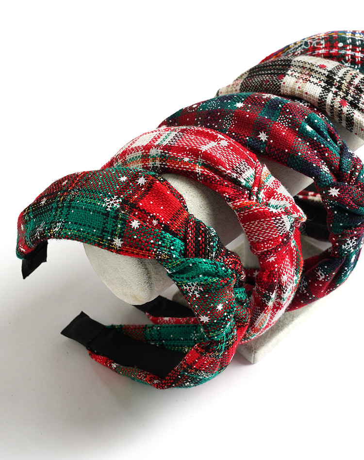 Christmas Xmas Cross Knot Hairband Plaid Holiday Decorations 40cm 15.8in
