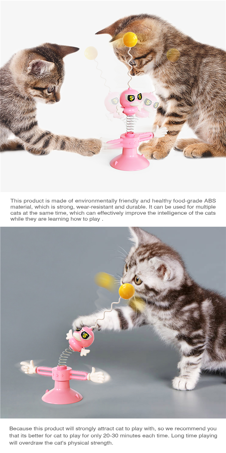 New Wholesale Cat Toys Dropshipping Funny Pet Training Tool Rotating Cat Kitten Toy Interactive Feather Ball Cat Spring Toys