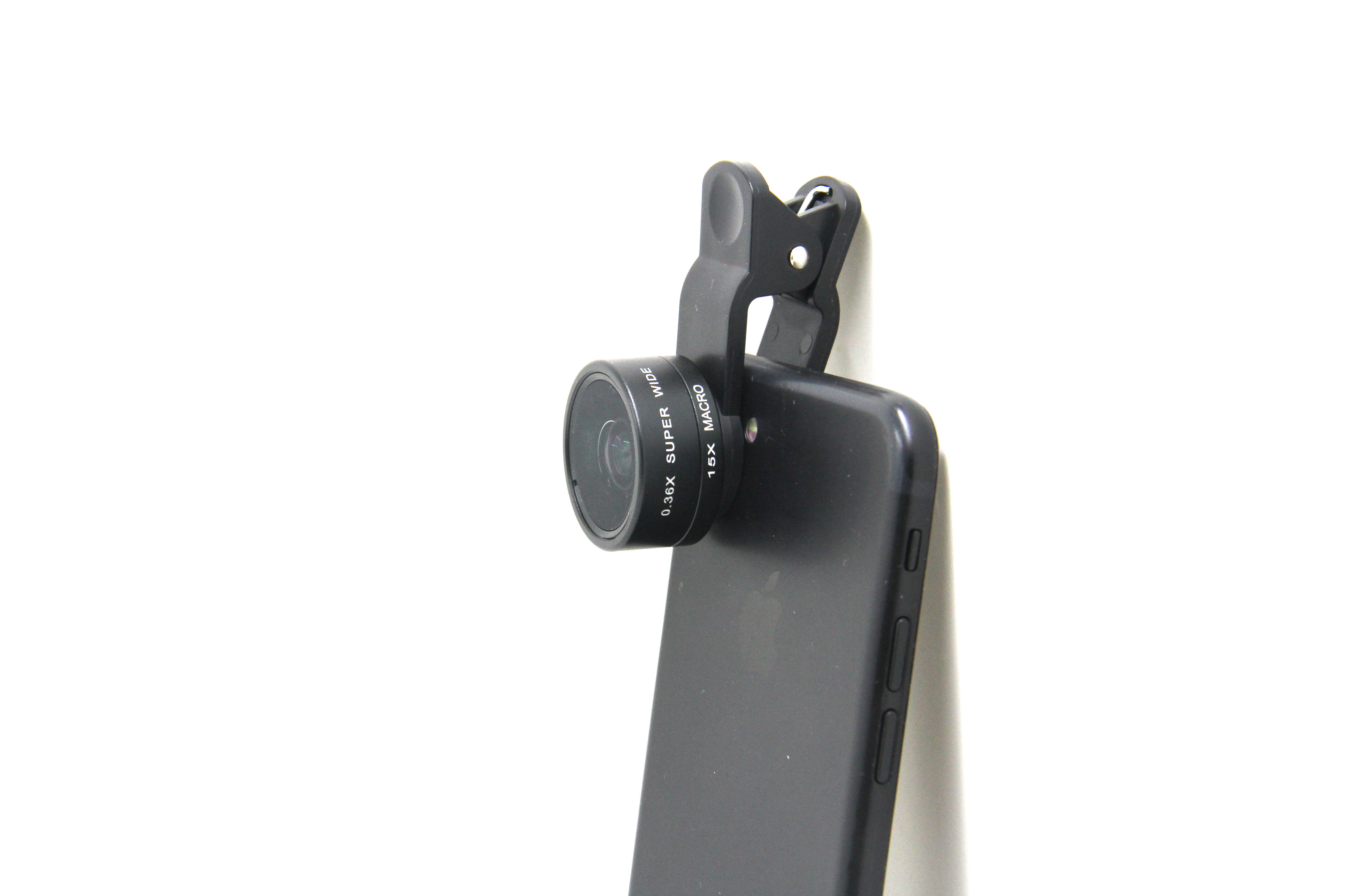 0.36X Cell Phone Wide Angle Lens 15X 2 In 1 Lens Black Silver Champagne