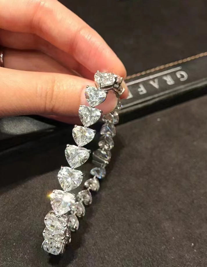 Heart Shape Eternal Diamond Bracelet Lab Grown Diamond Bracelet Fine Diamond Jewelry