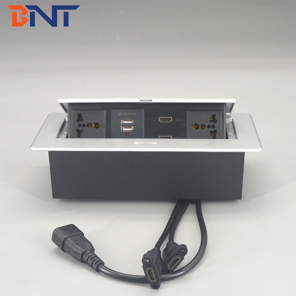 Office multi plug hidden table top socket with usb charger