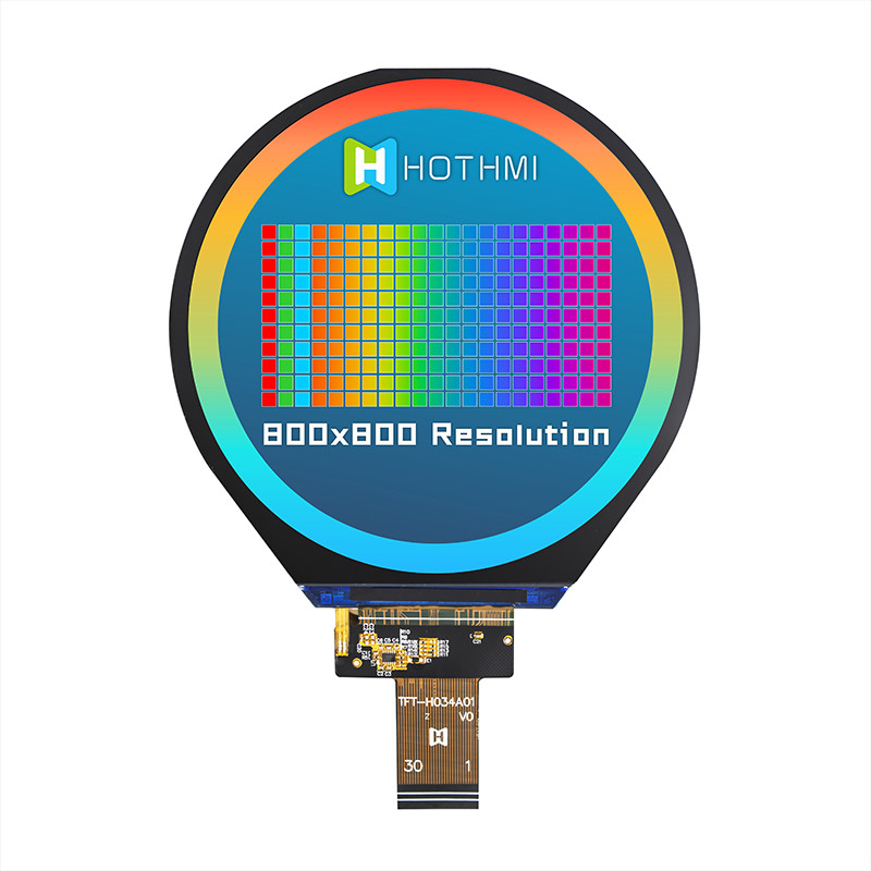 3.4 Inch IPS 800x800 Round Screen TFT Display Panel MIPI For Industrial Control