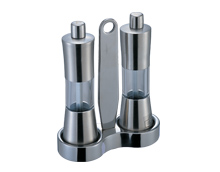 Stainless Steel Salt And Pepper Shaker And Mill , Commercial Buffet Supplies 2 Pieces Flavour Bottles Set With Handle