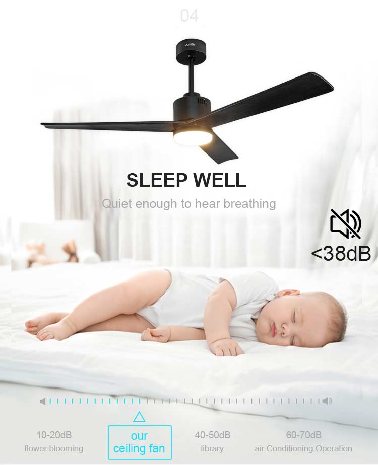 Modern LED Decorative Ceiling Fan 1stshine DC Motor with 10- and 3 Solid Wood Blades