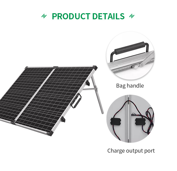 Mono 100 Watt PV Folding Solar Panel Glass 670*520*65mm 18V for Public Places