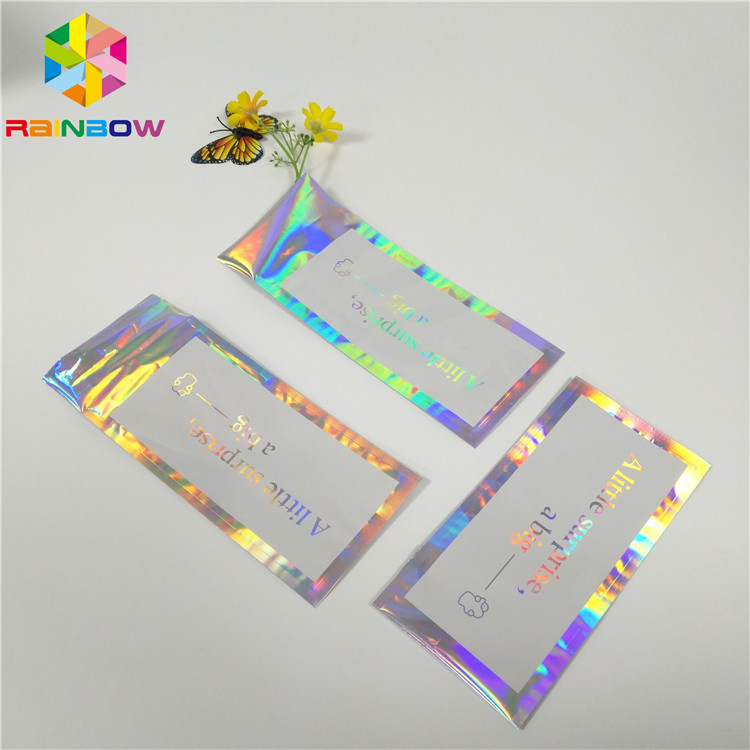 Resealable Holographic Printing Laser Film Bag k Pouch For Cosmetic Sample